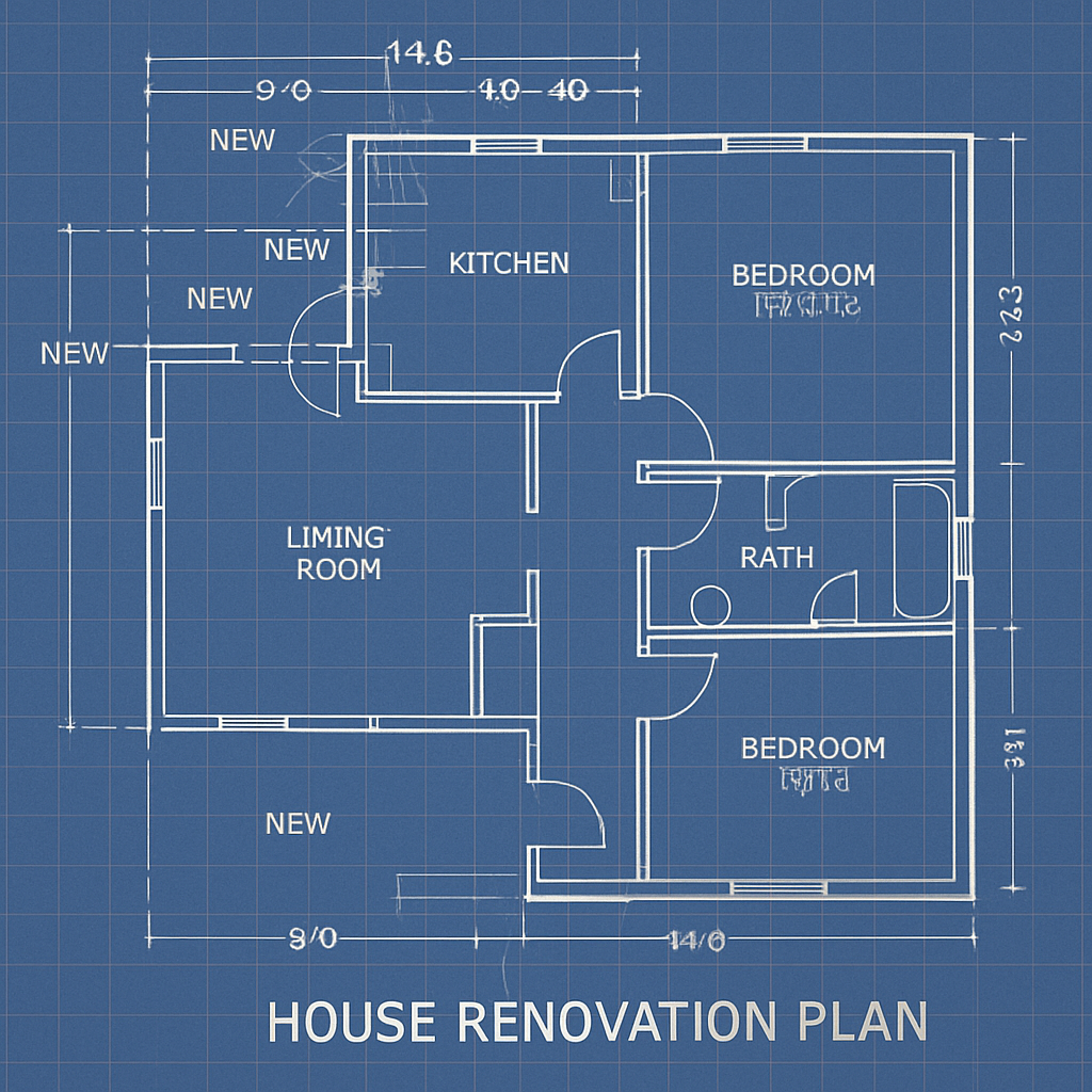 Blueprint of a house renovation plan