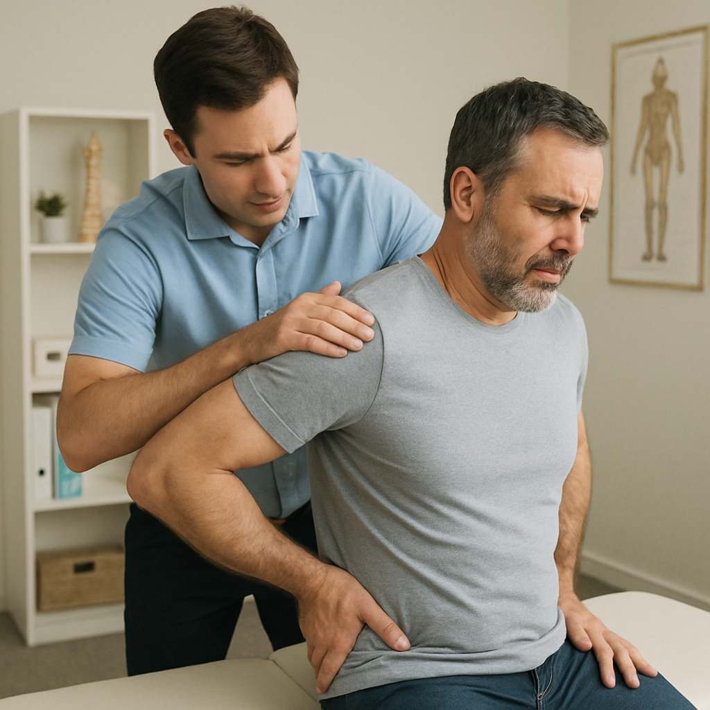 Chiropractor working on a patient with back pain