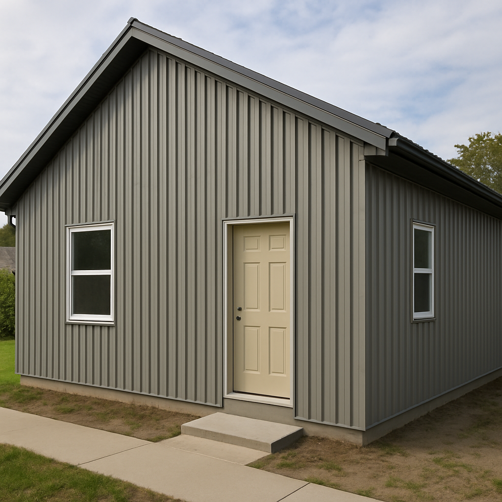 Cost-effective steel siding panels used on a residential home