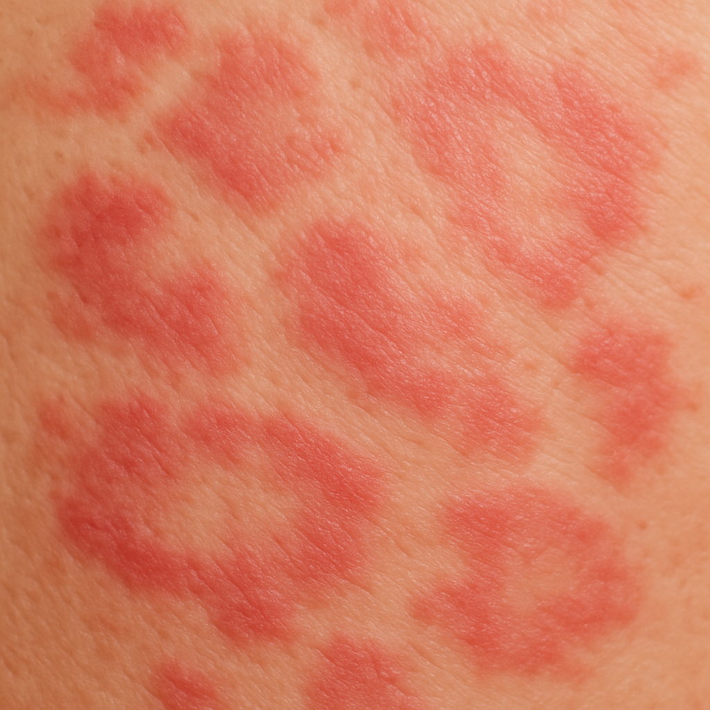 Close-up of skin rash due to stress