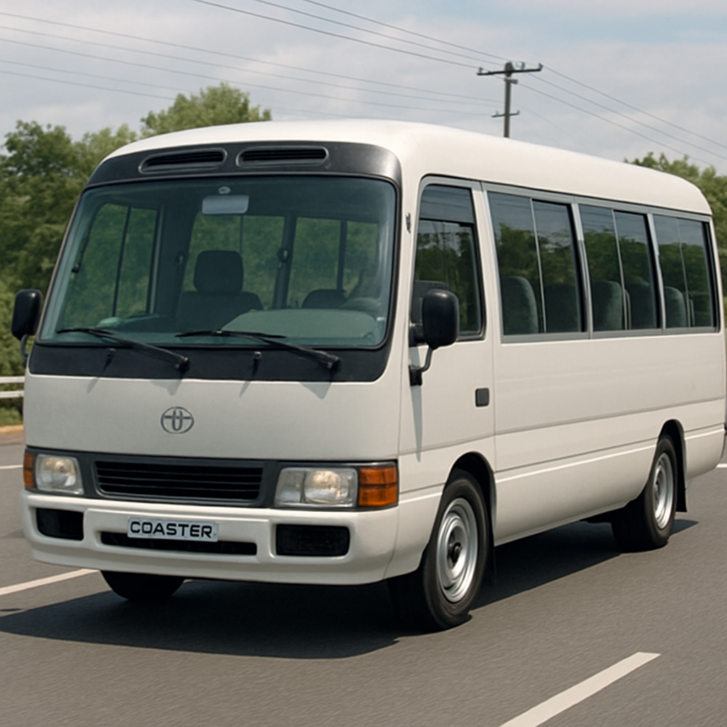 Toyota Coaster on the road