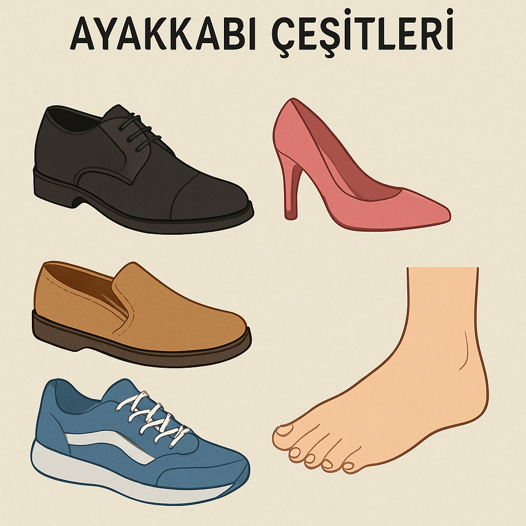 Ayakkabı çeşitleri ve ayak resmi