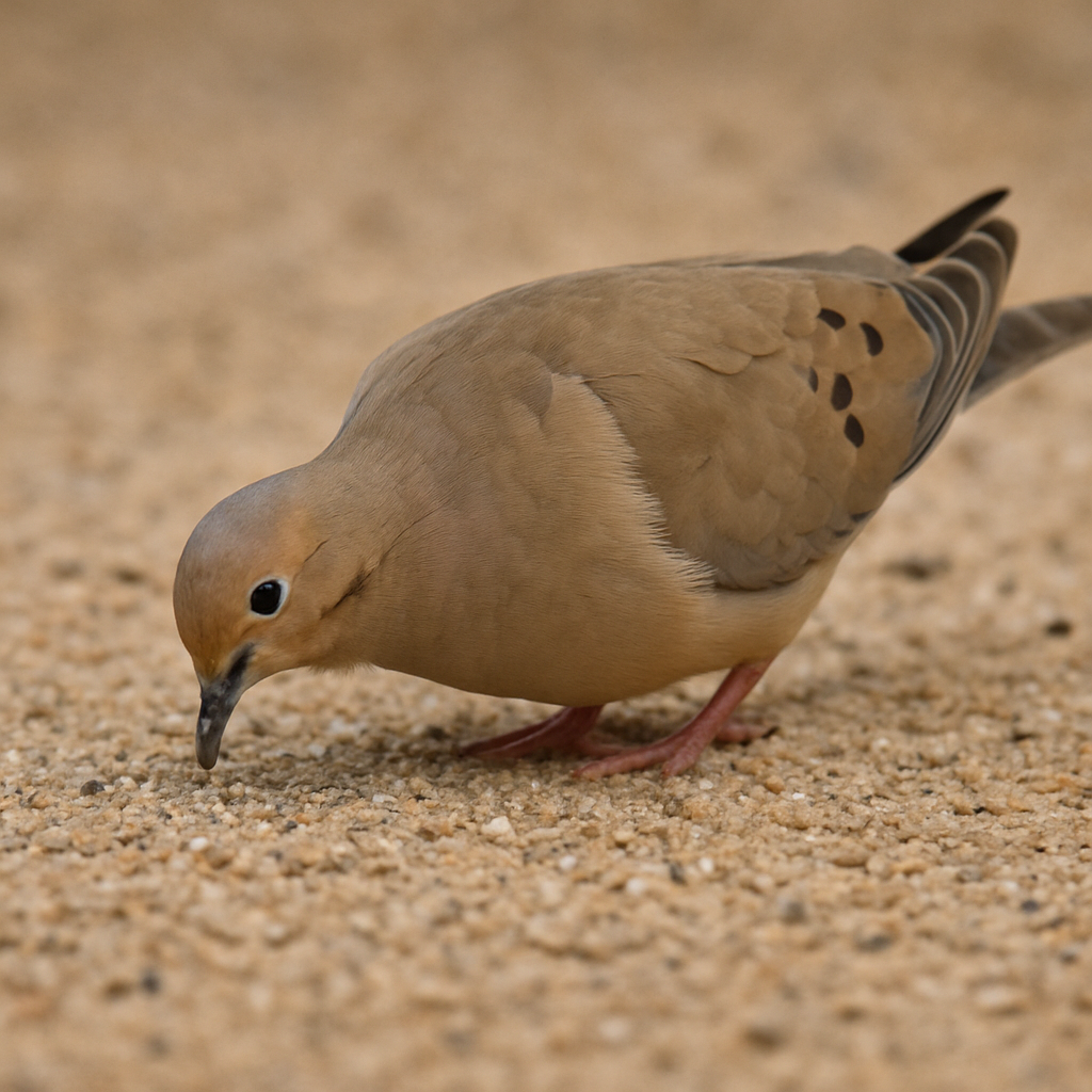 Dove pecking at grit