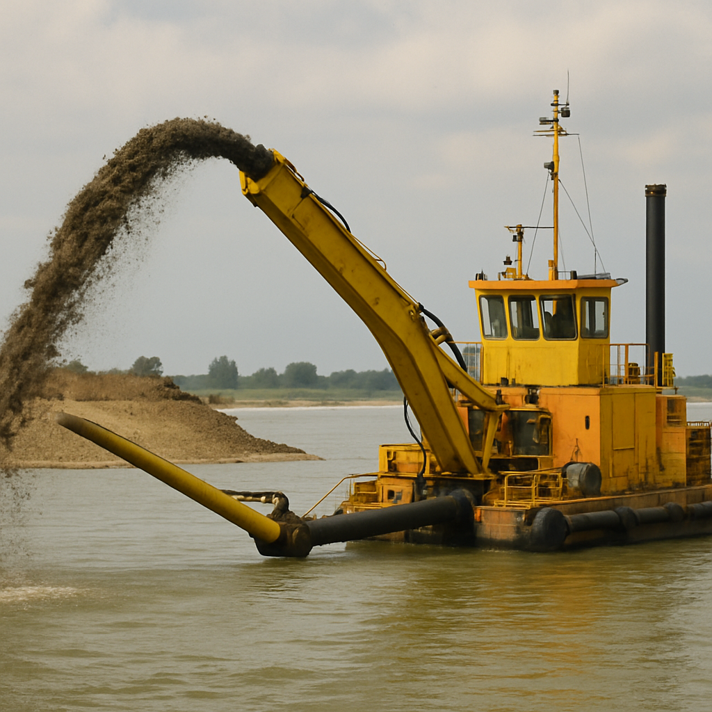 dredging machinery at work