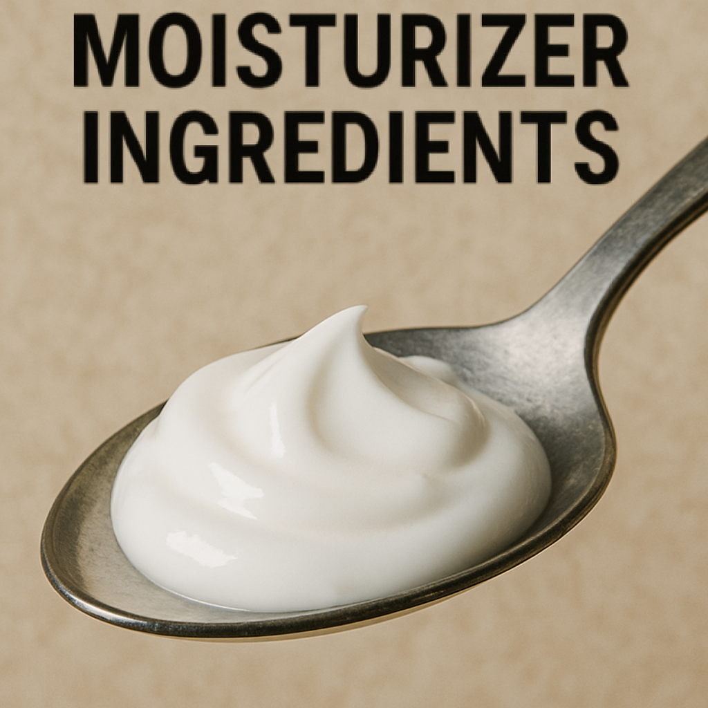 Close-up of moisturizer ingredients on a spoon