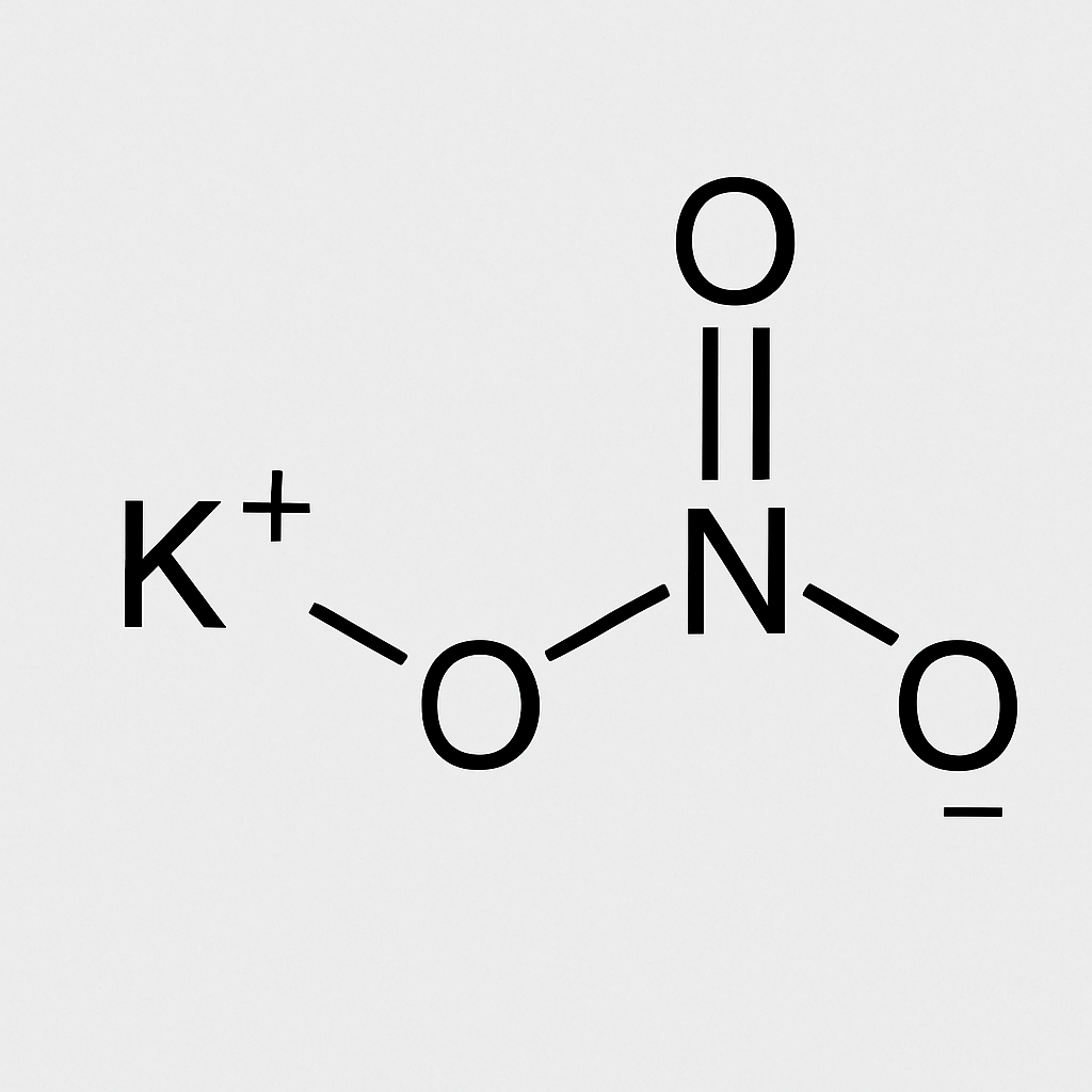 Chemical structure of potassium nitrate
