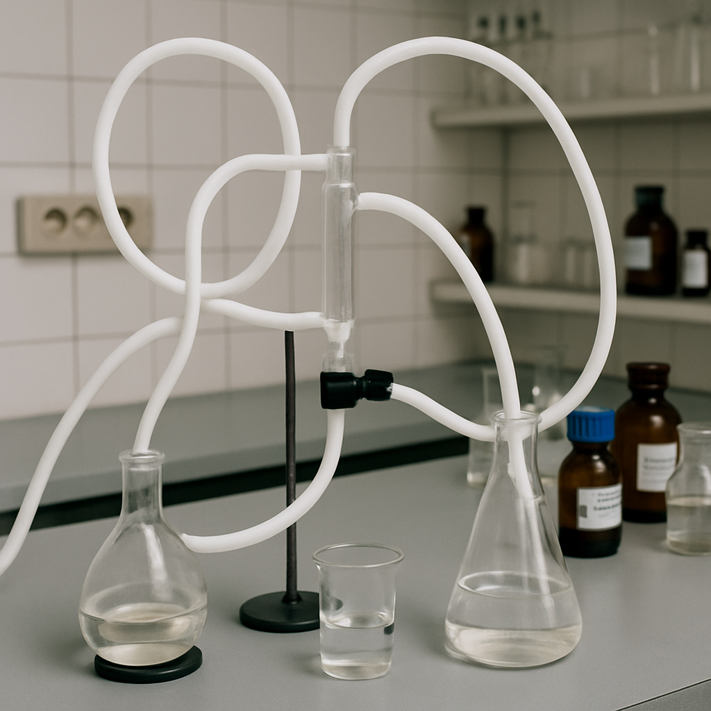 Chemical laboratory with PTFE tubes