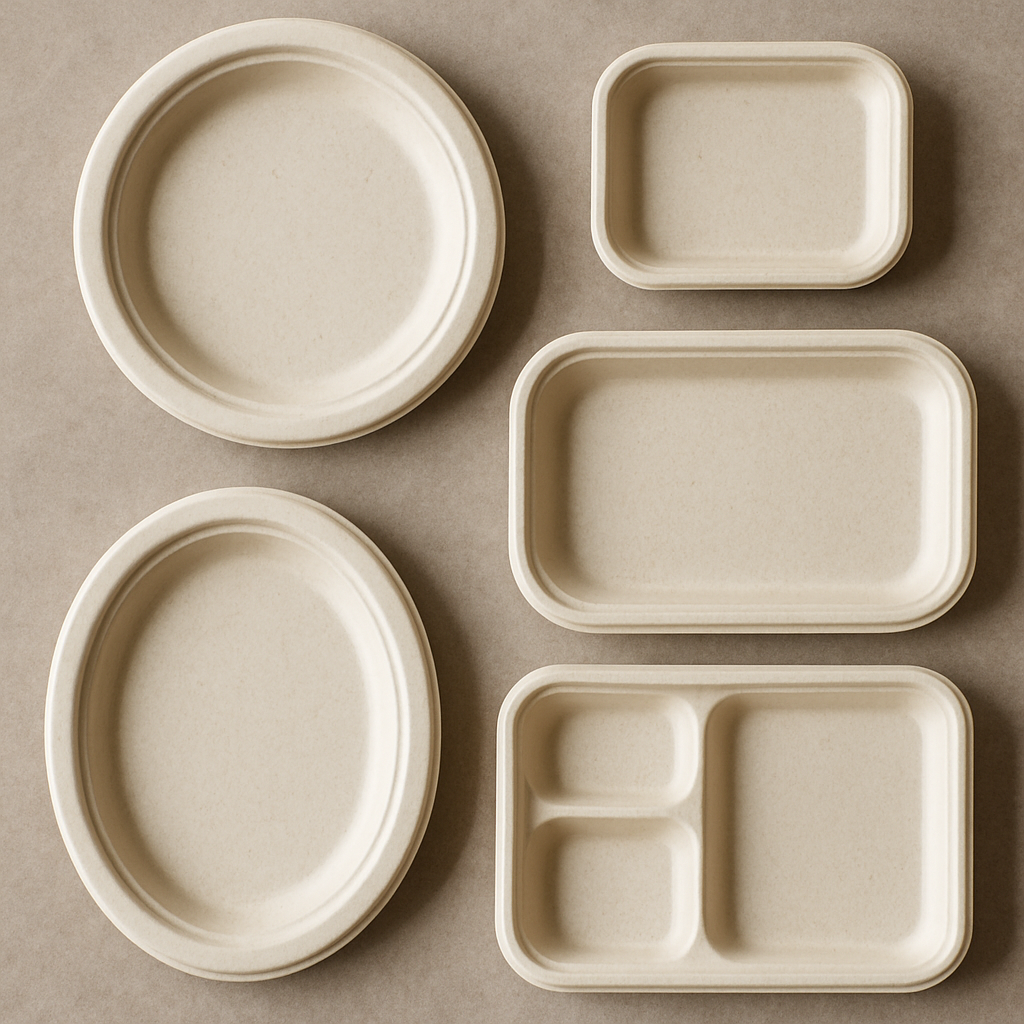 Assorted compostable plates