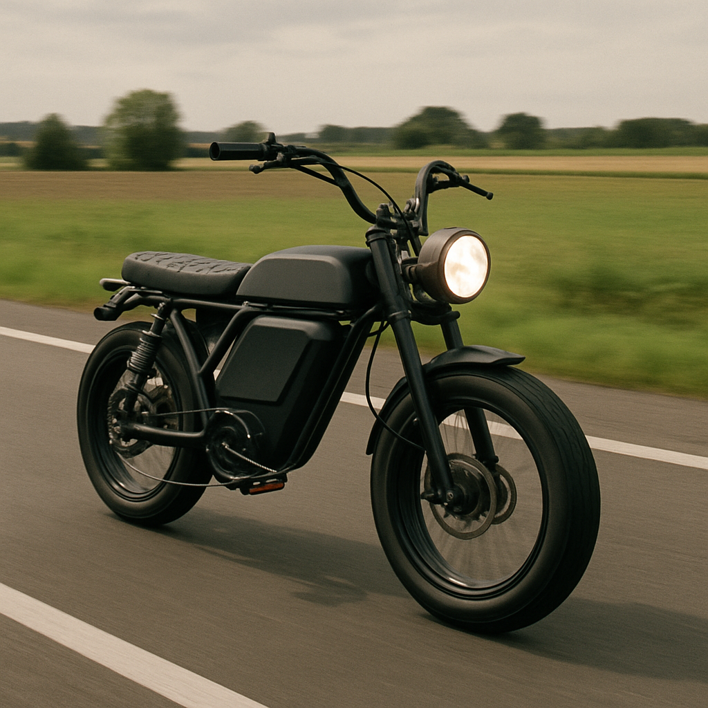 Vélo électrique style moto sur route