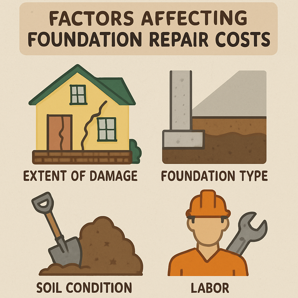 Illustration of factors affecting foundation repair costs