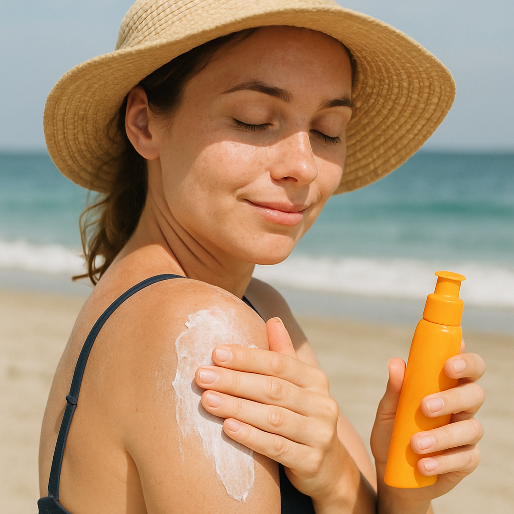 Applying sunscreen