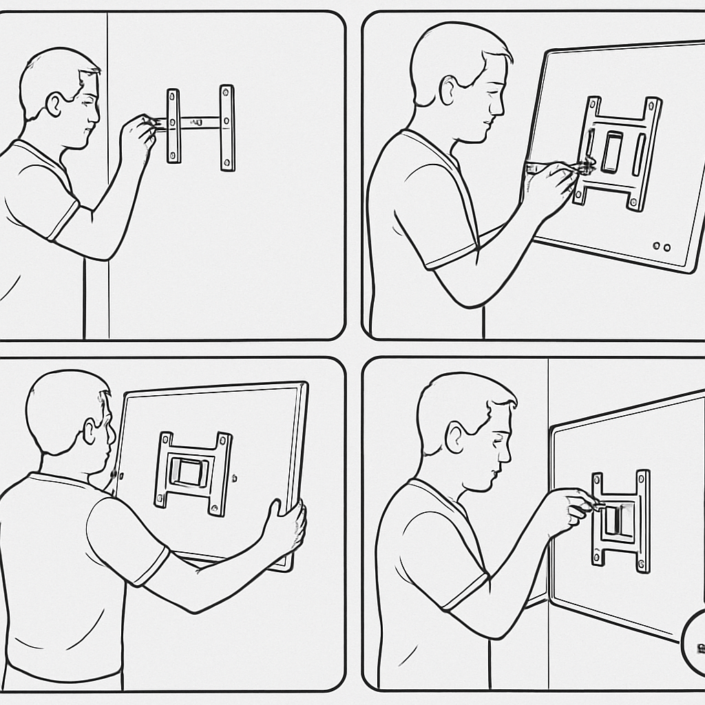 Safe and efficient TV mounting process