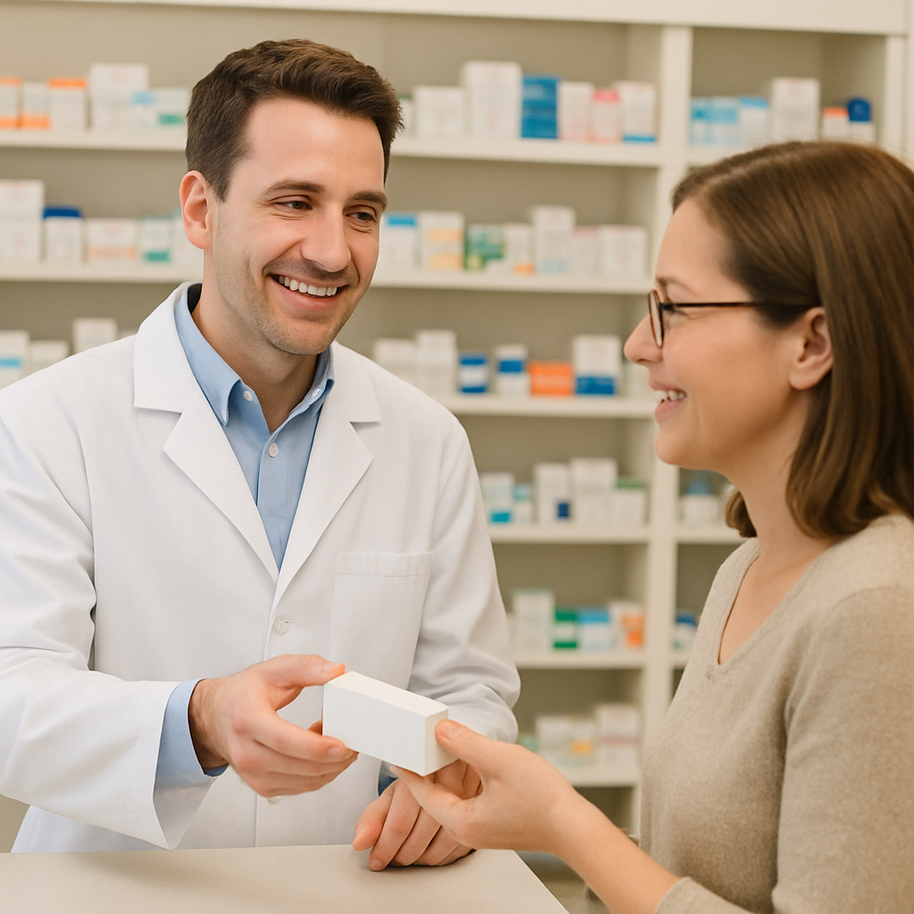 Pharmacist assisting a customer