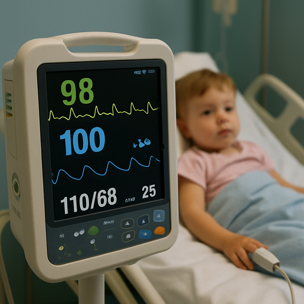 Pediatric vital signs monitor in use