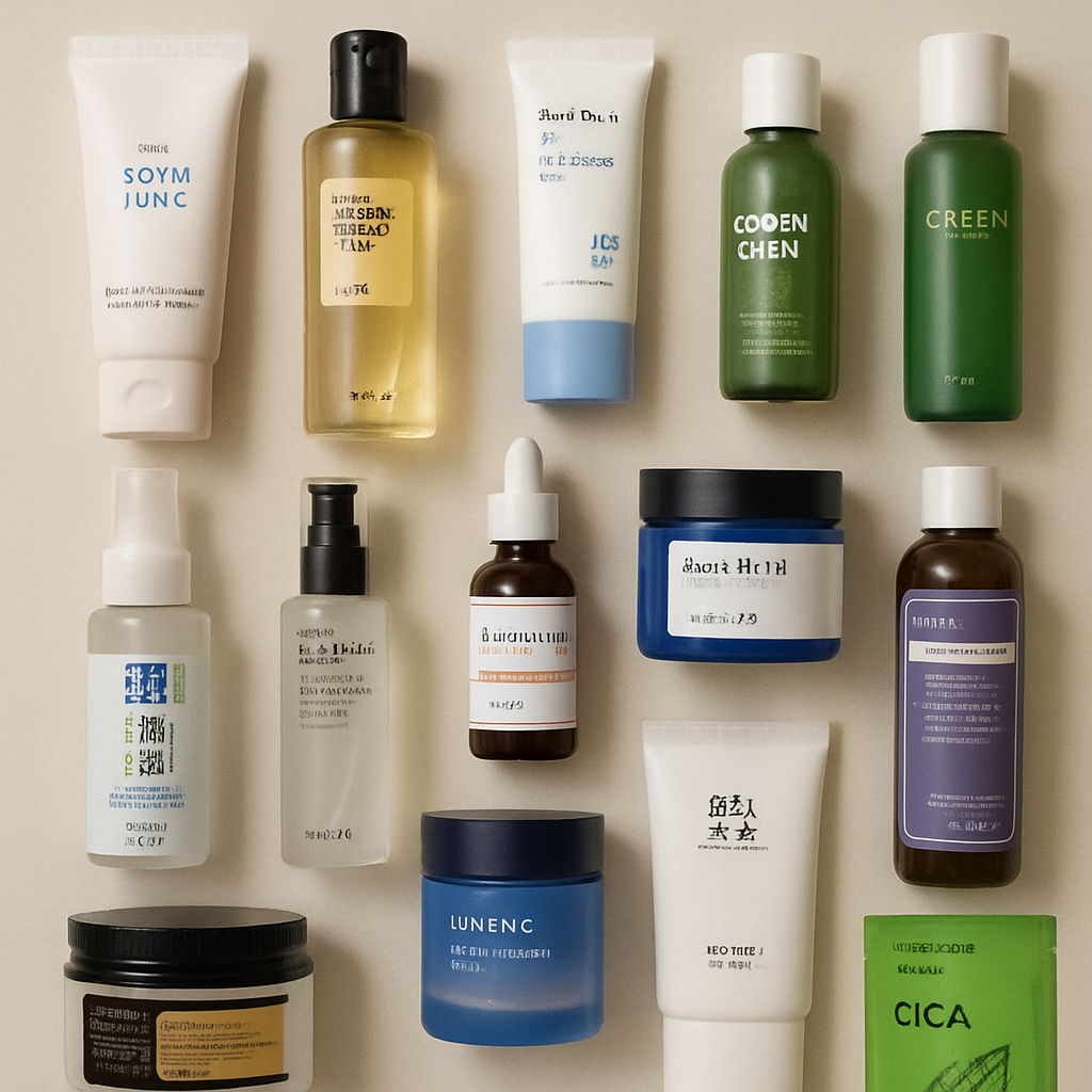 Korean skincare products organized neatly