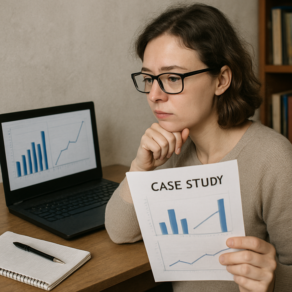 A researcher analyzing data for a case study