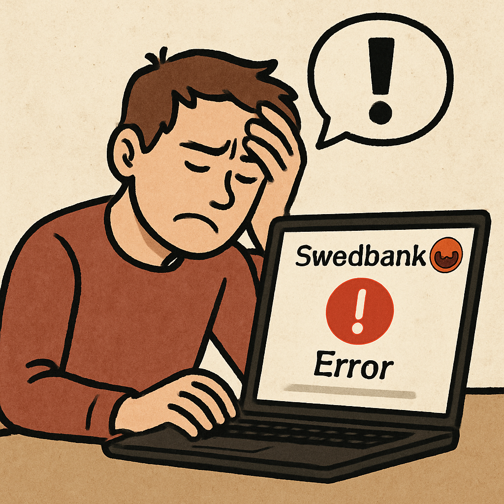 Frustrated user experiencing Swedbank error