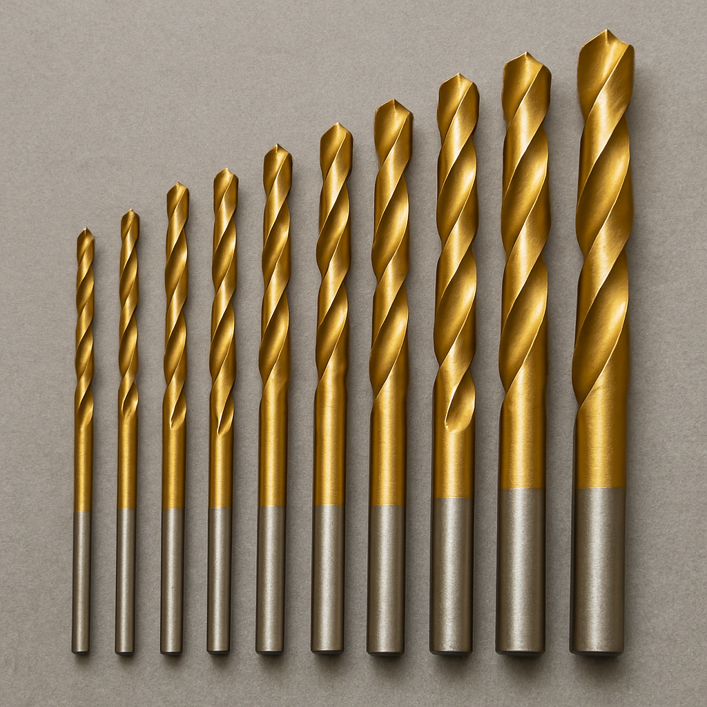 Variety of titanium drill bit sizes