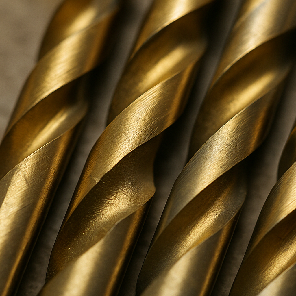 Close-up of titanium drill bits