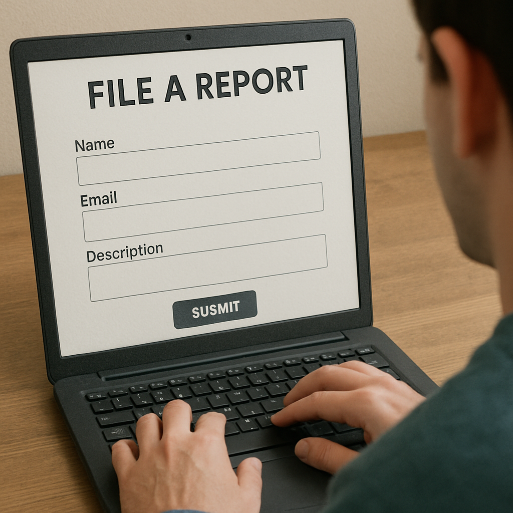 Image of a person filing a report online