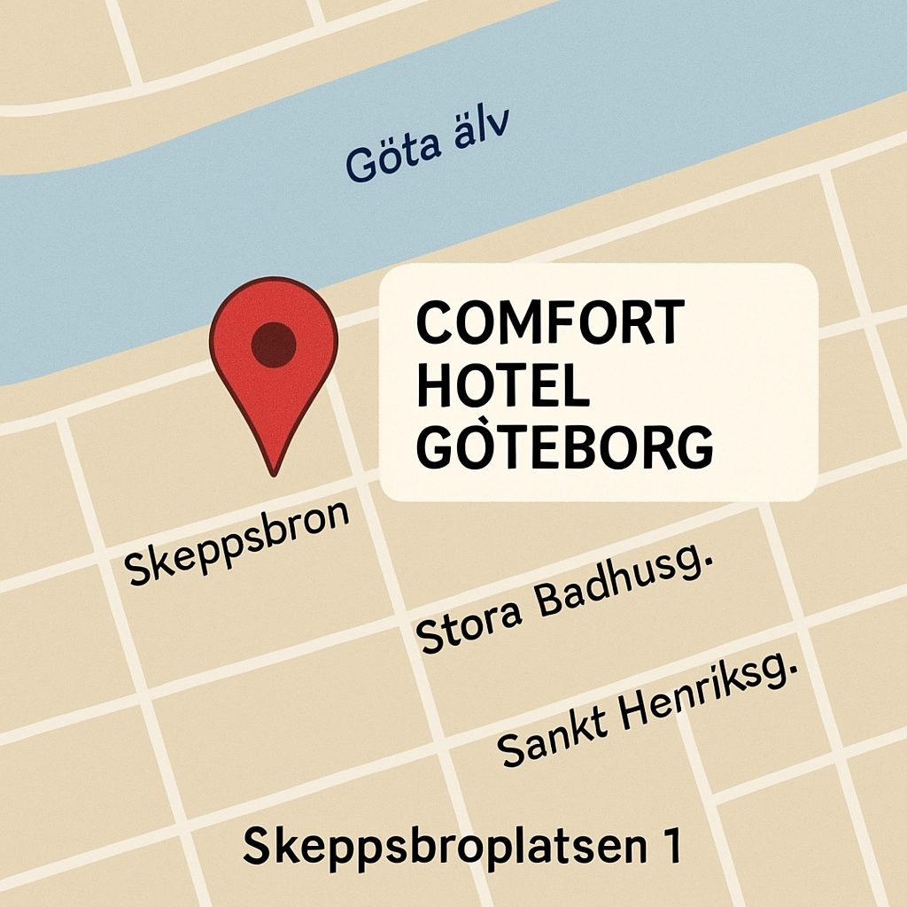 Map showing Comfort Hotel Gøteborg at Skeppsbroplatsen 1