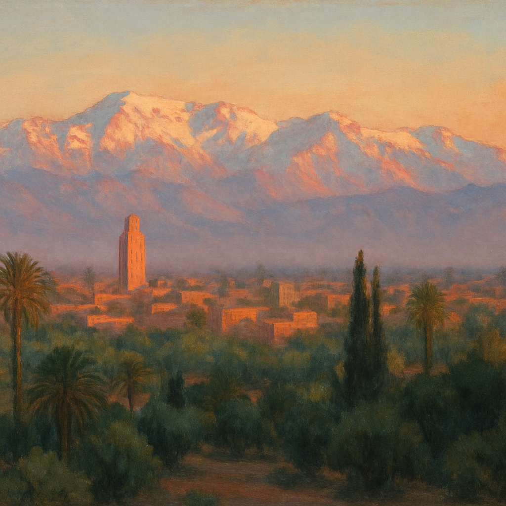 Montañas del Atlas en Marrakech al amanecer