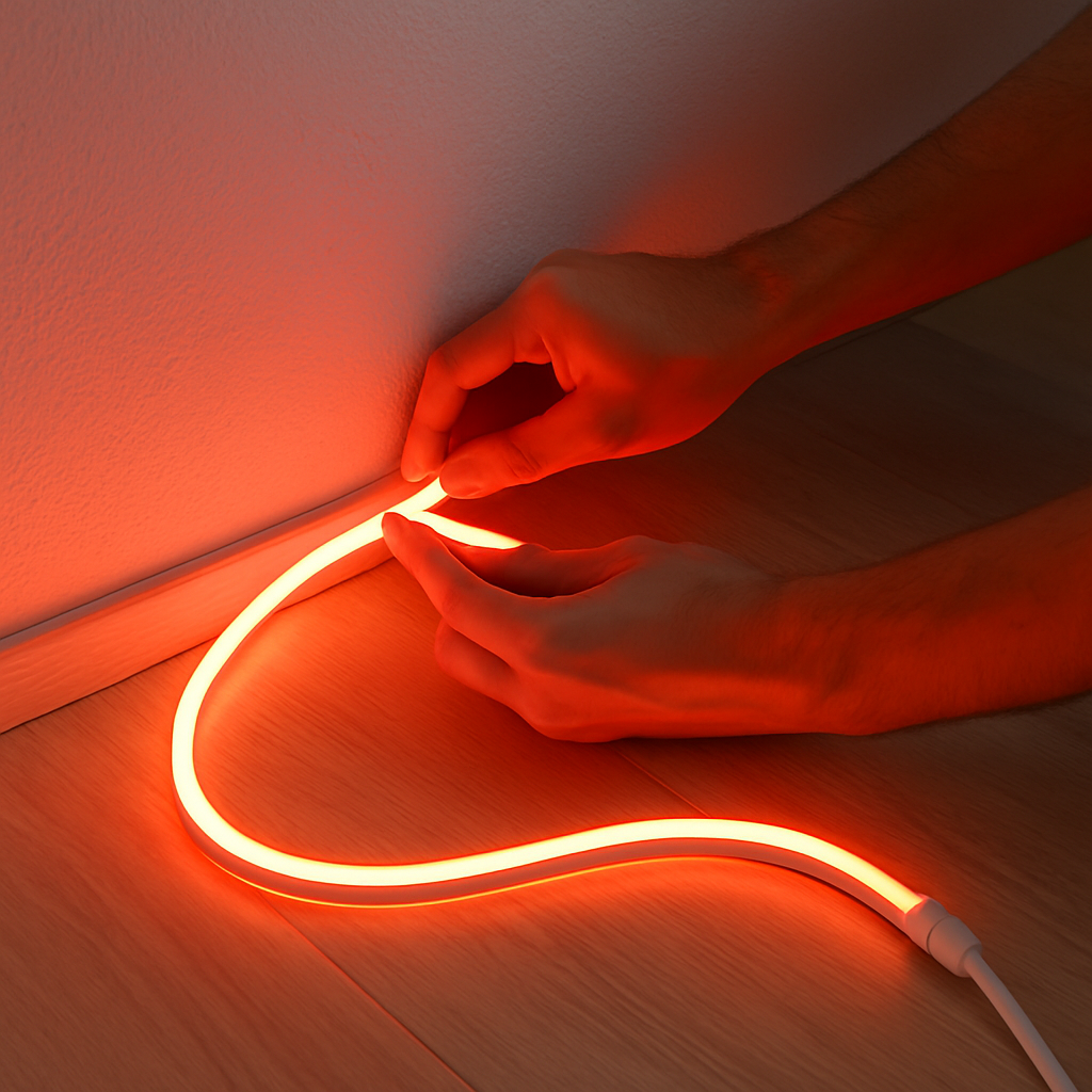 LED neon strip lights installation