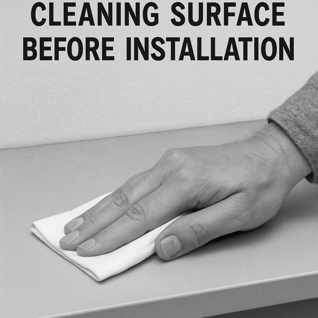 Cleaning surface before installation