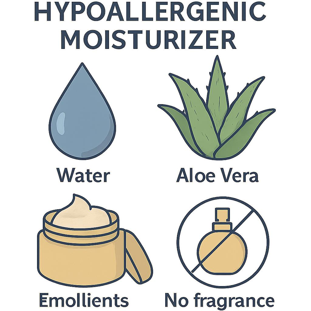 Graphic of hypoallergenic moisturizer components