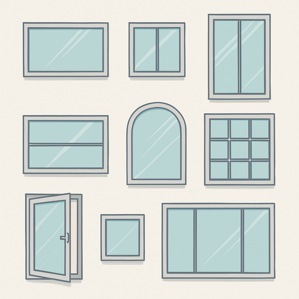 Various window types and sizes