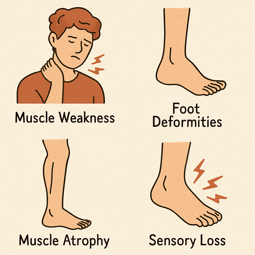 illustration of symptoms related to HMSN