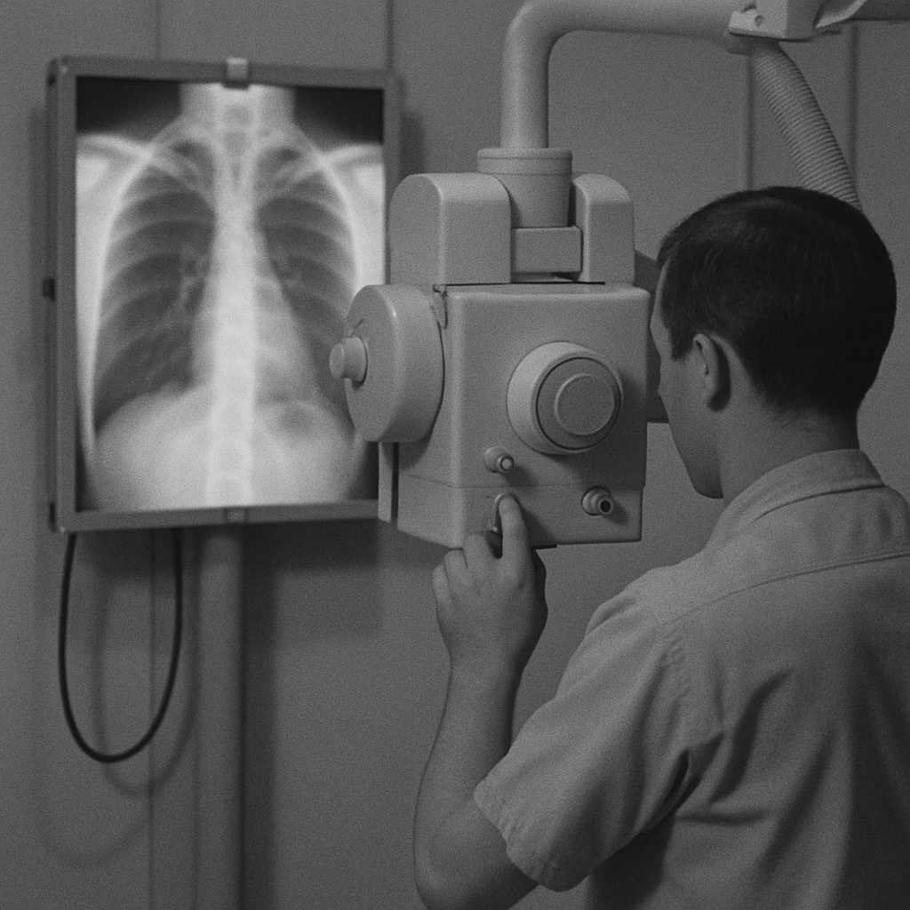 Traditional X-ray machine in use