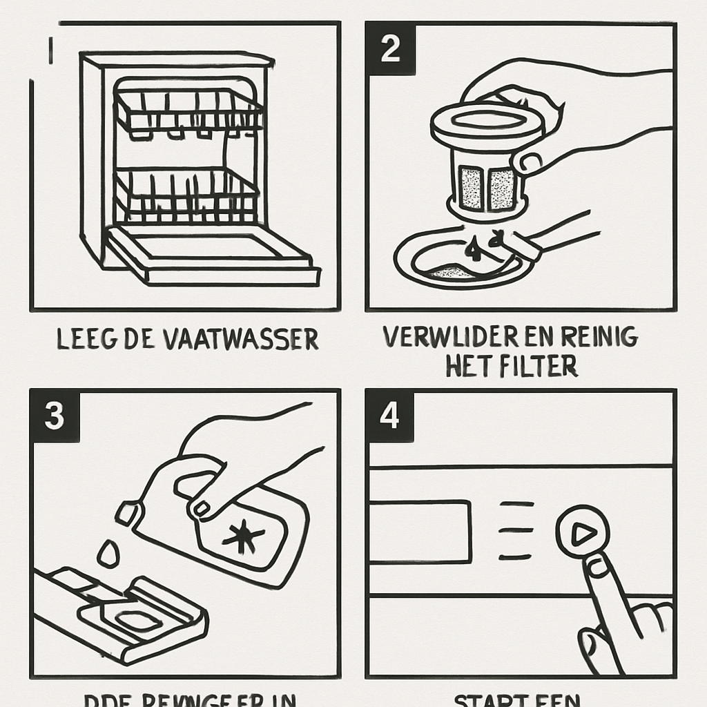 vaatwasser kuisen stappenplan