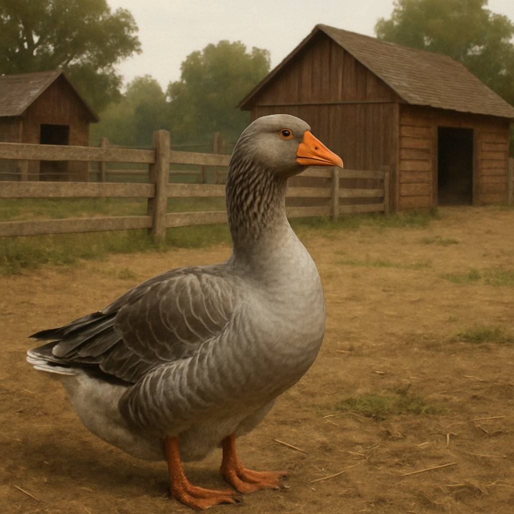 Toulouse goose in a farm setting