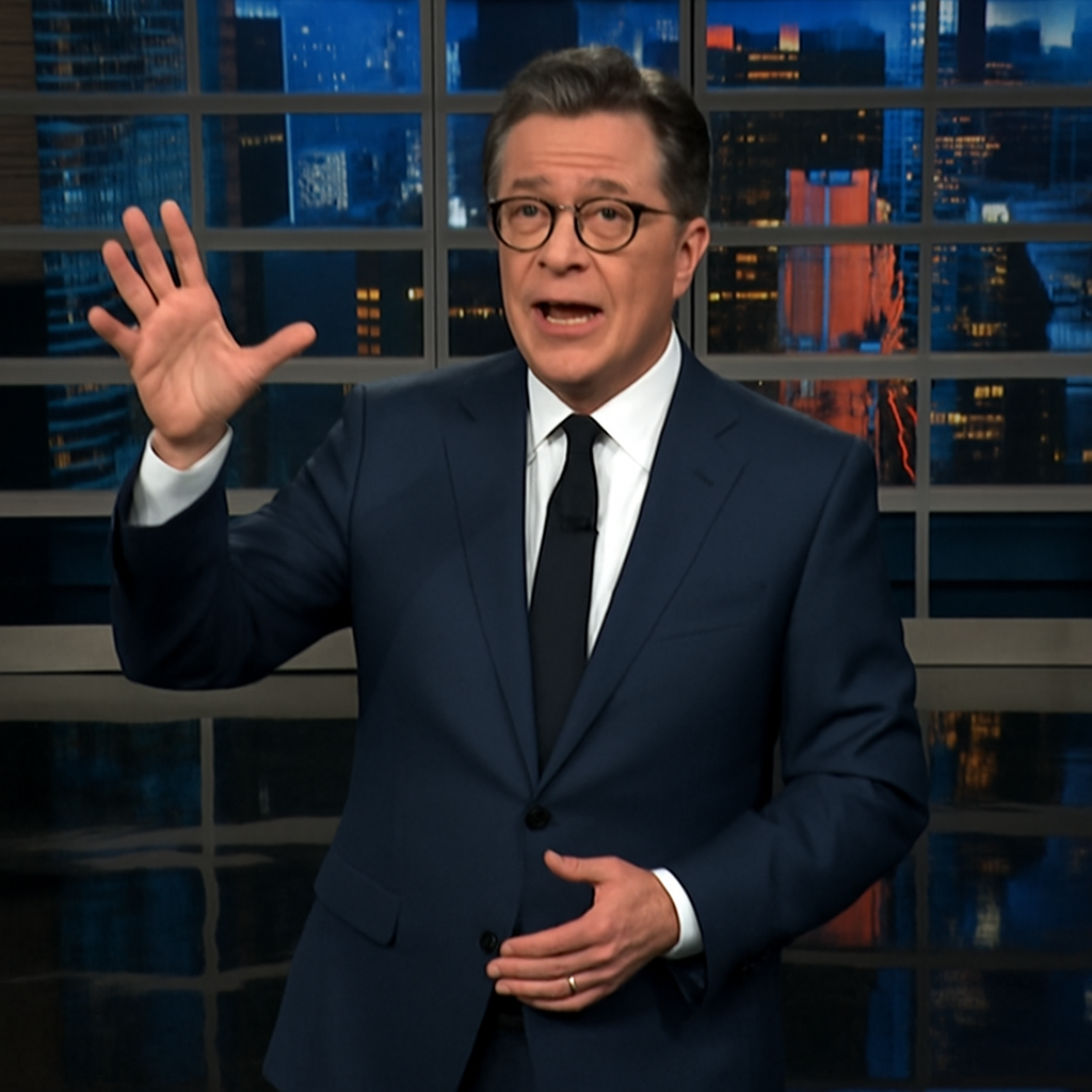 Colbert delivering a monologue