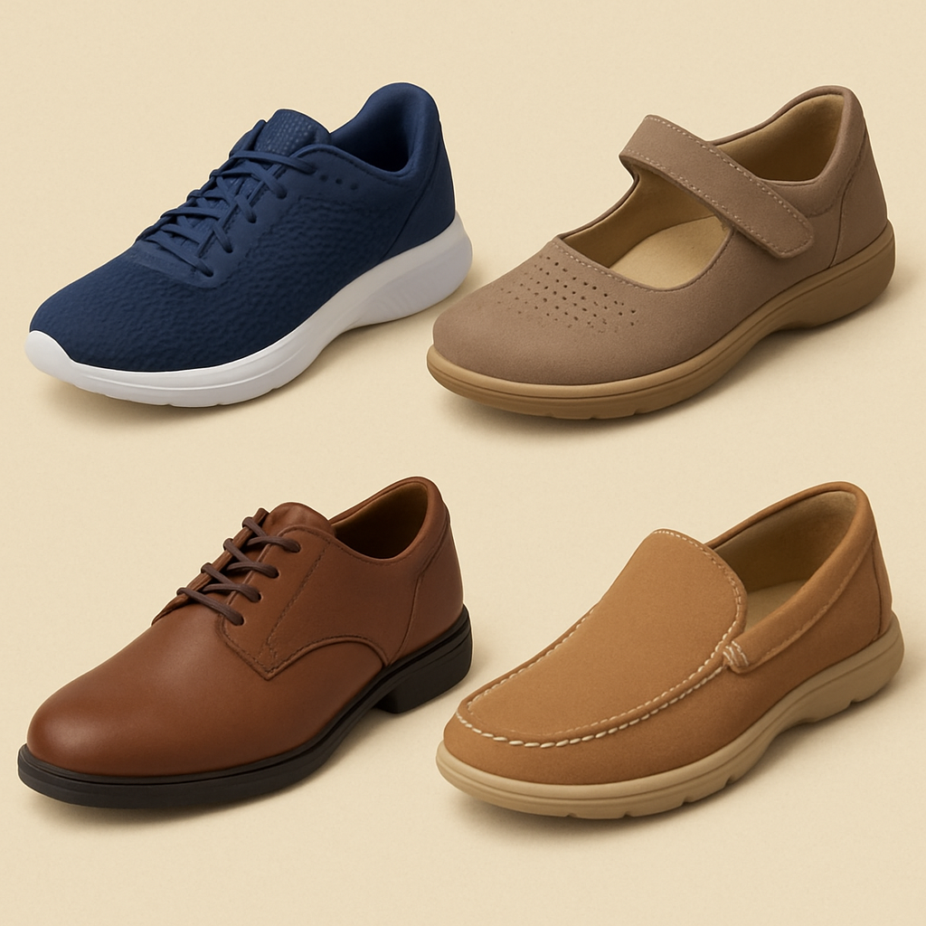 Variety of shoes designed for flat feet