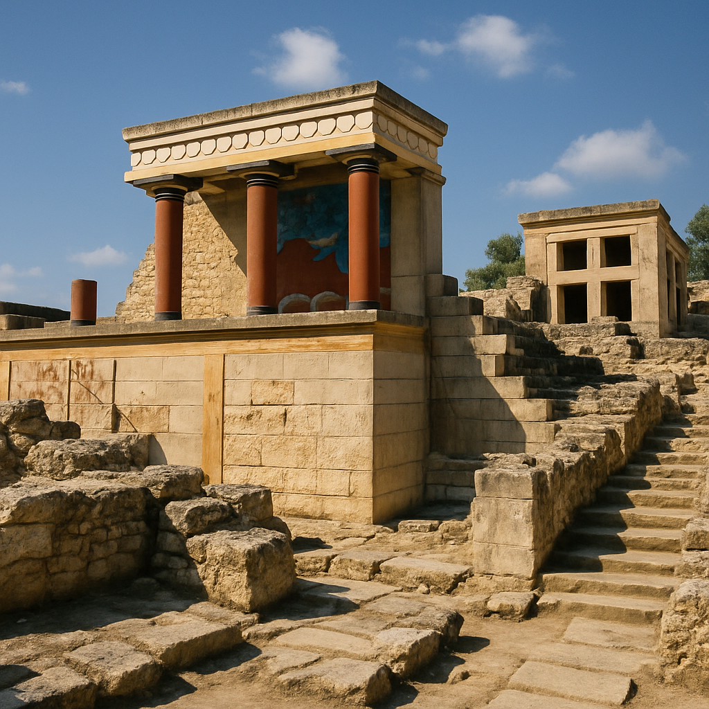 Ruins of the ancient Palace of Knossos in Crete