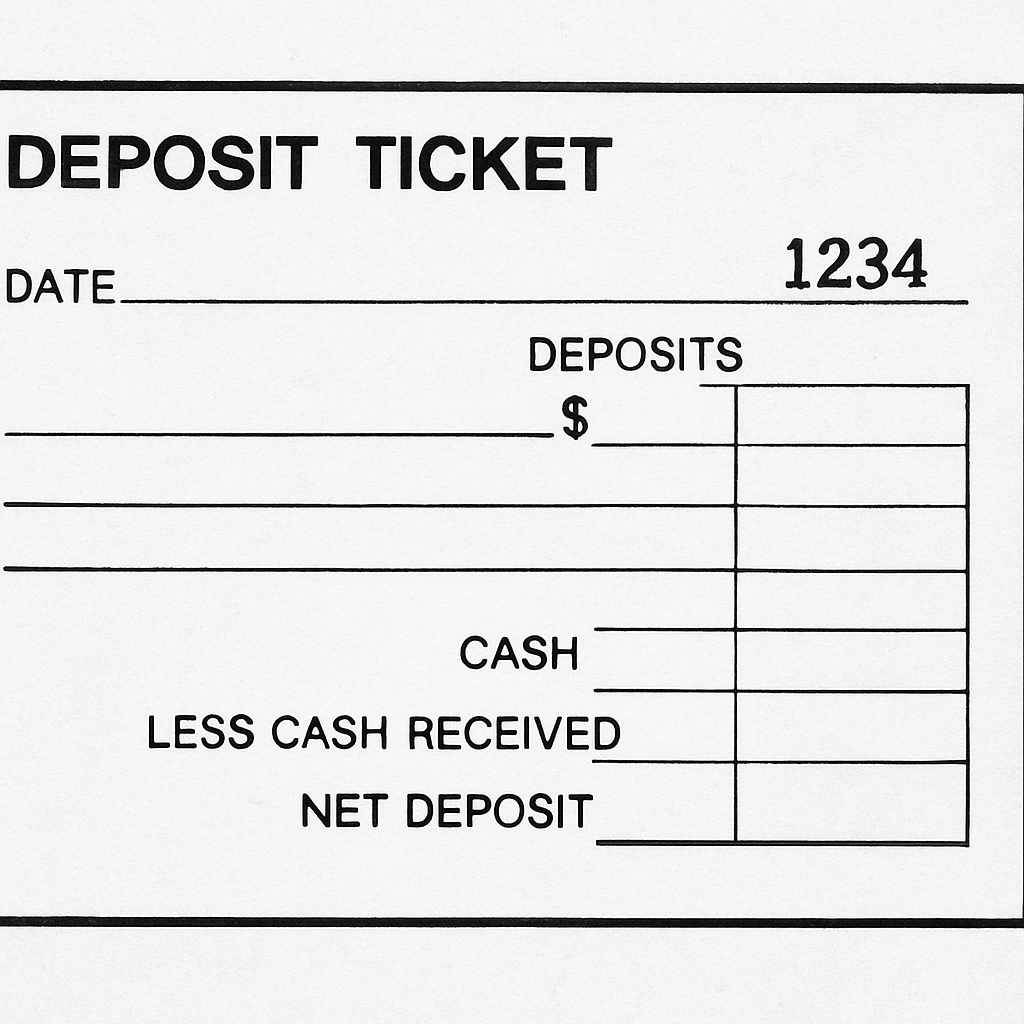 Example of a deposit ticket