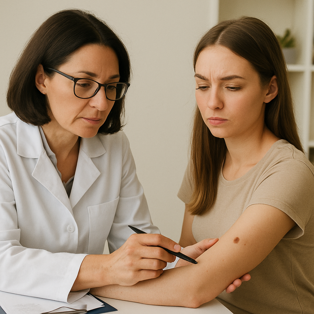 Dermatologist consulting with a patient