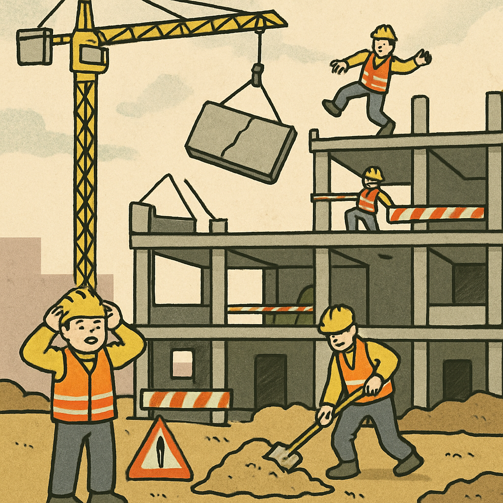 Construction site with potential errors