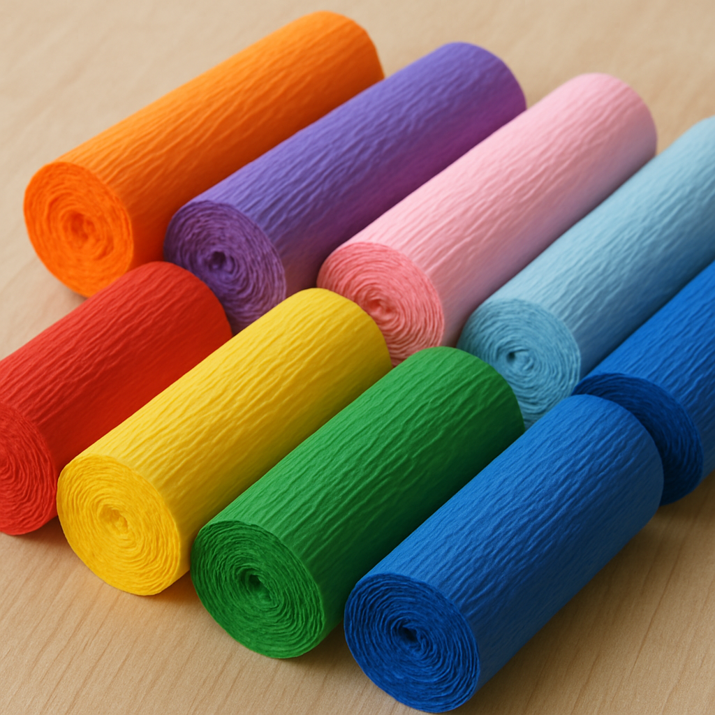 Rouleaux de papier crépon coloré