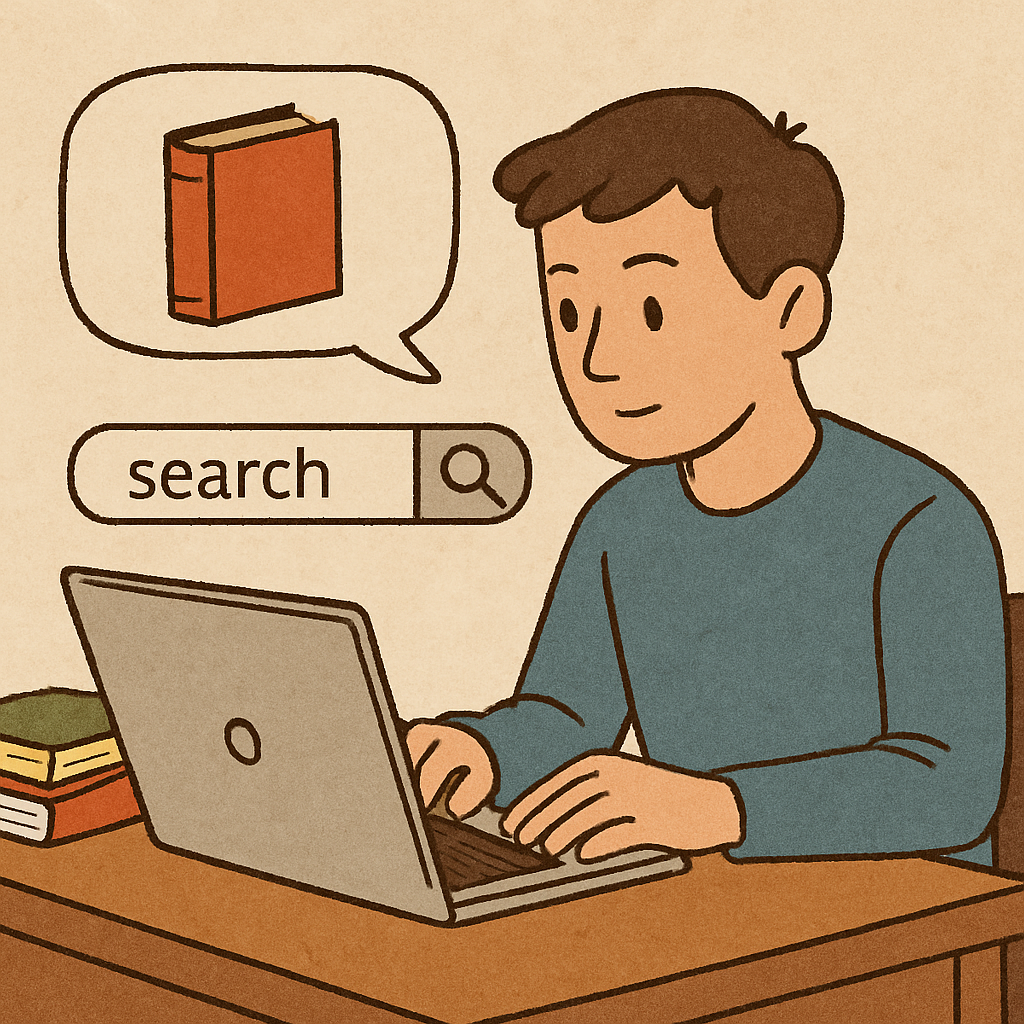 Person searching for a book online