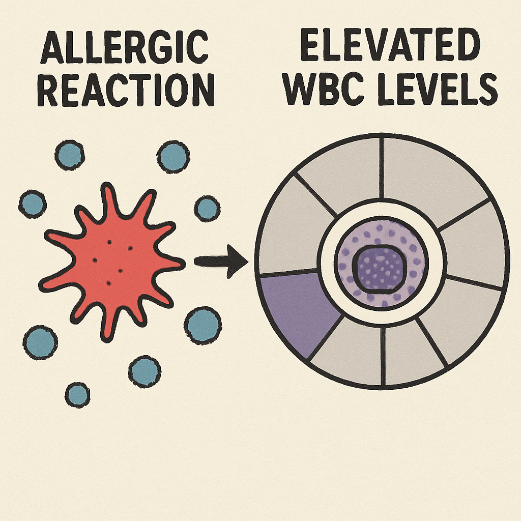Allergic reaction causing elevated WBC levels