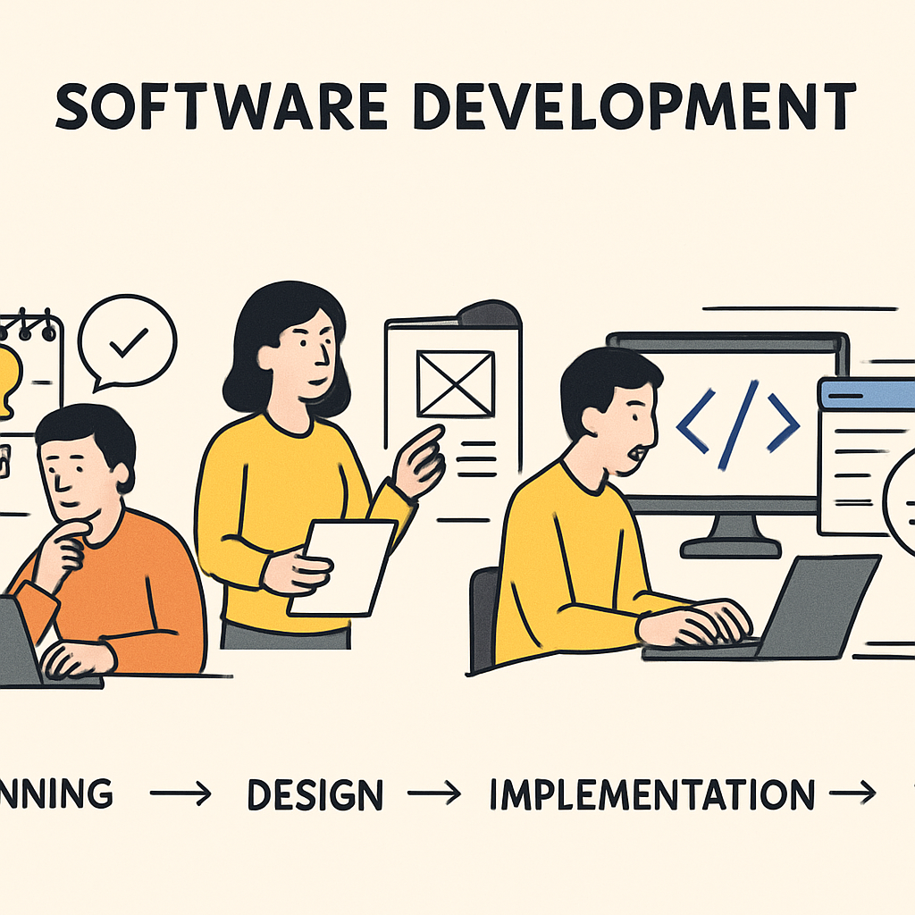 Illustration of software development stages