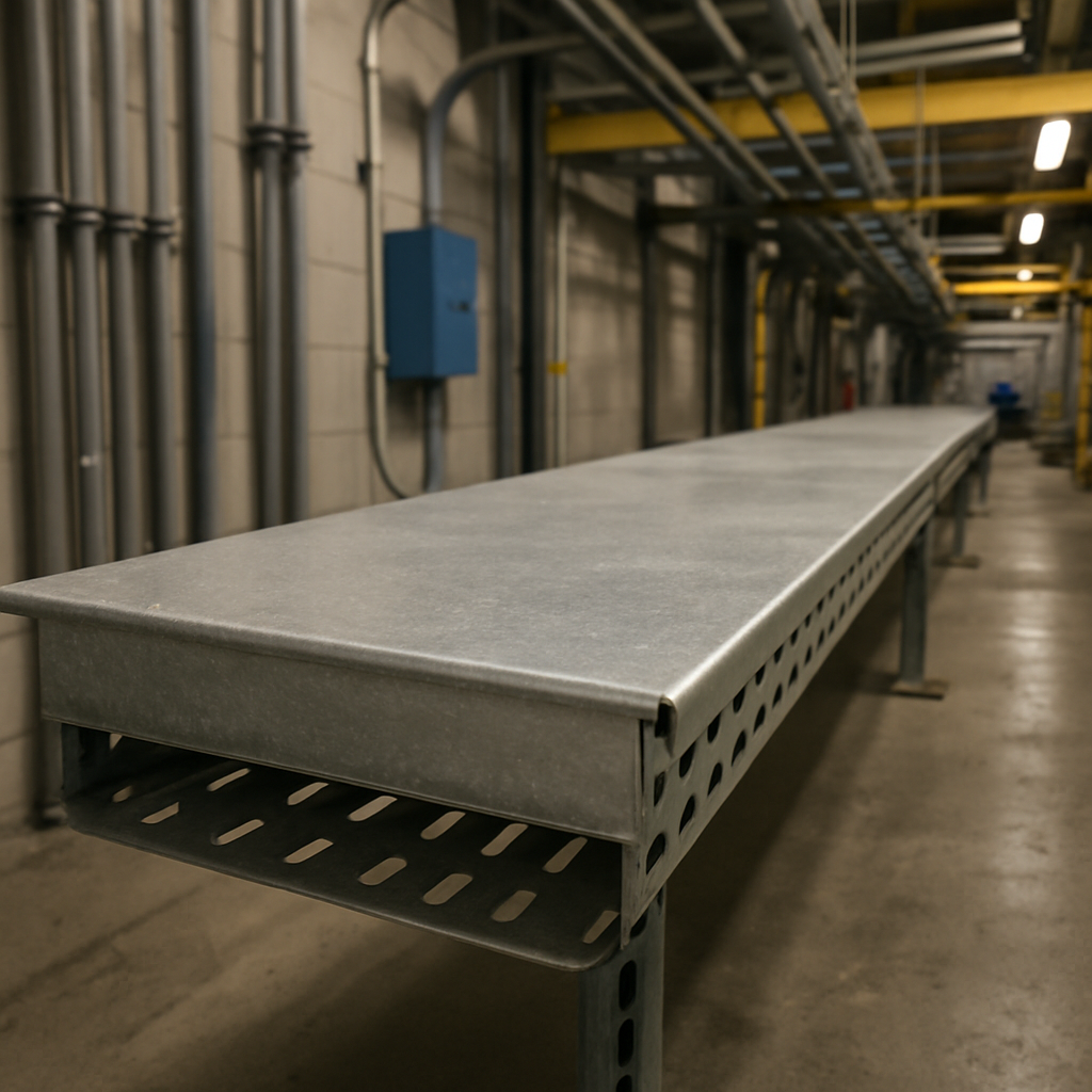 Cable tray cover in industrial setting