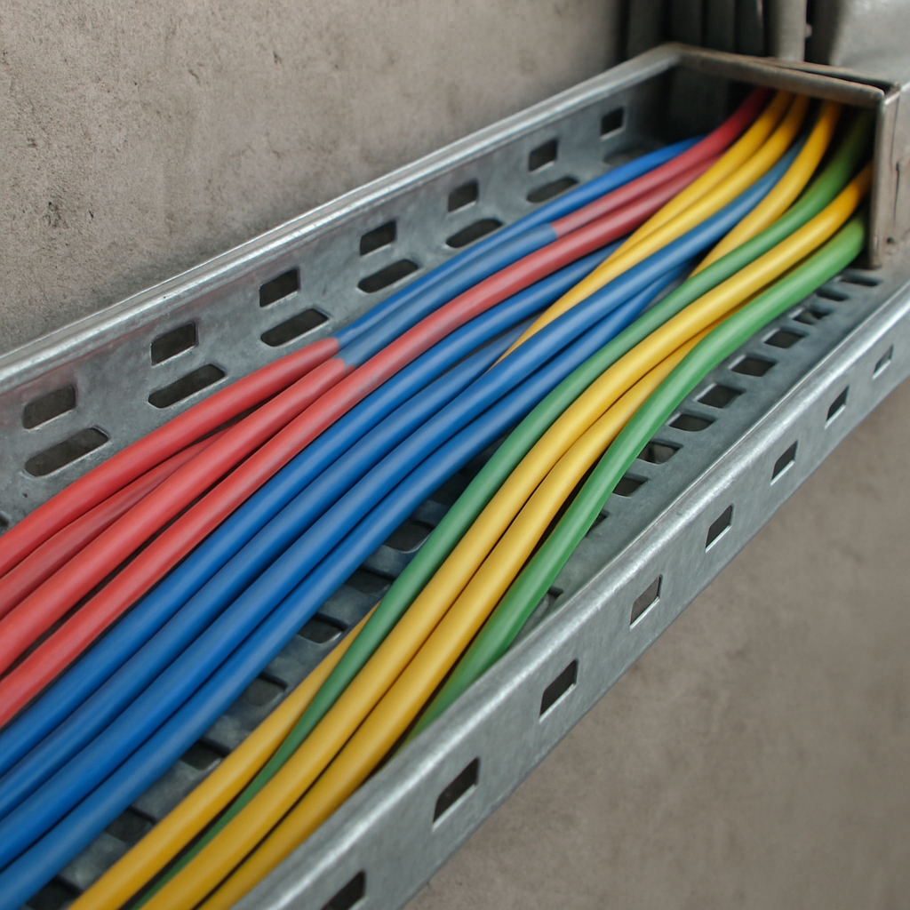 Electrical wiring in a cable tray