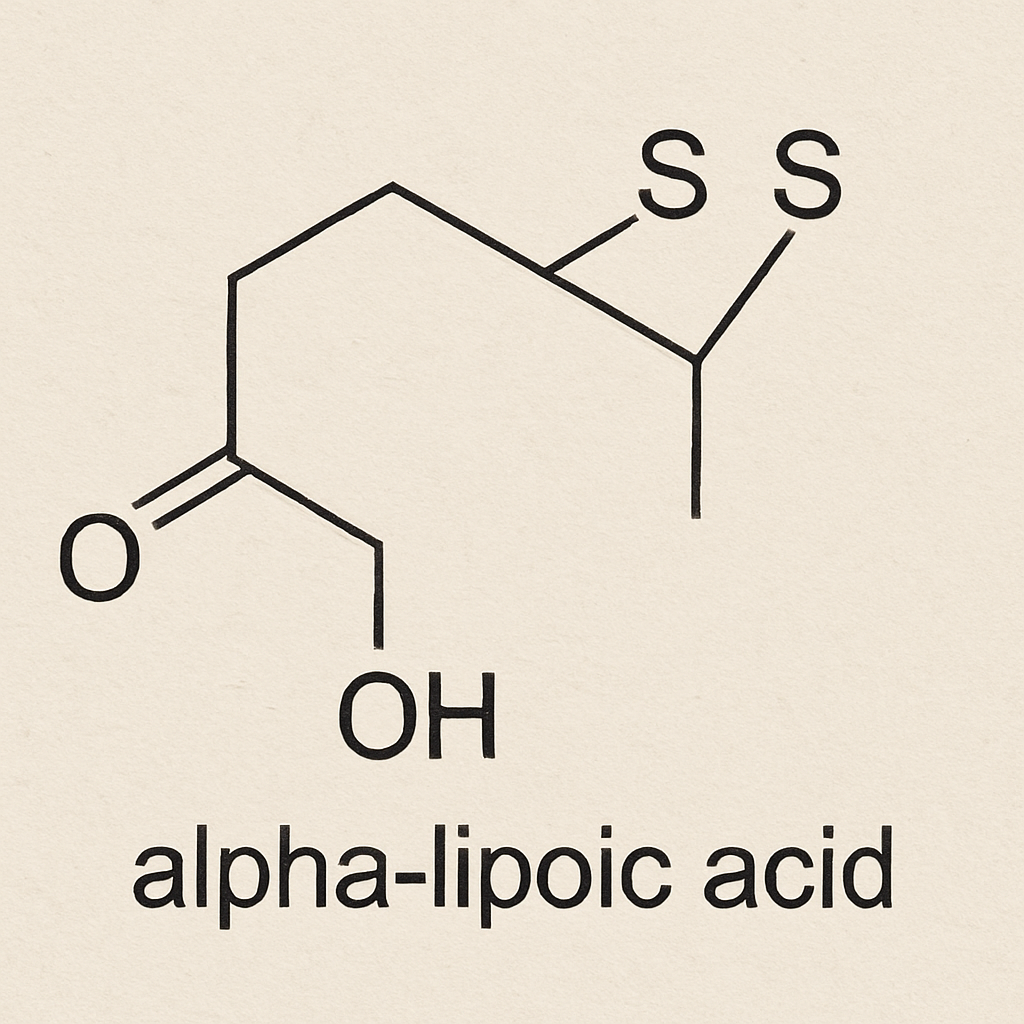Chemical structure of alpha lipoic acid
