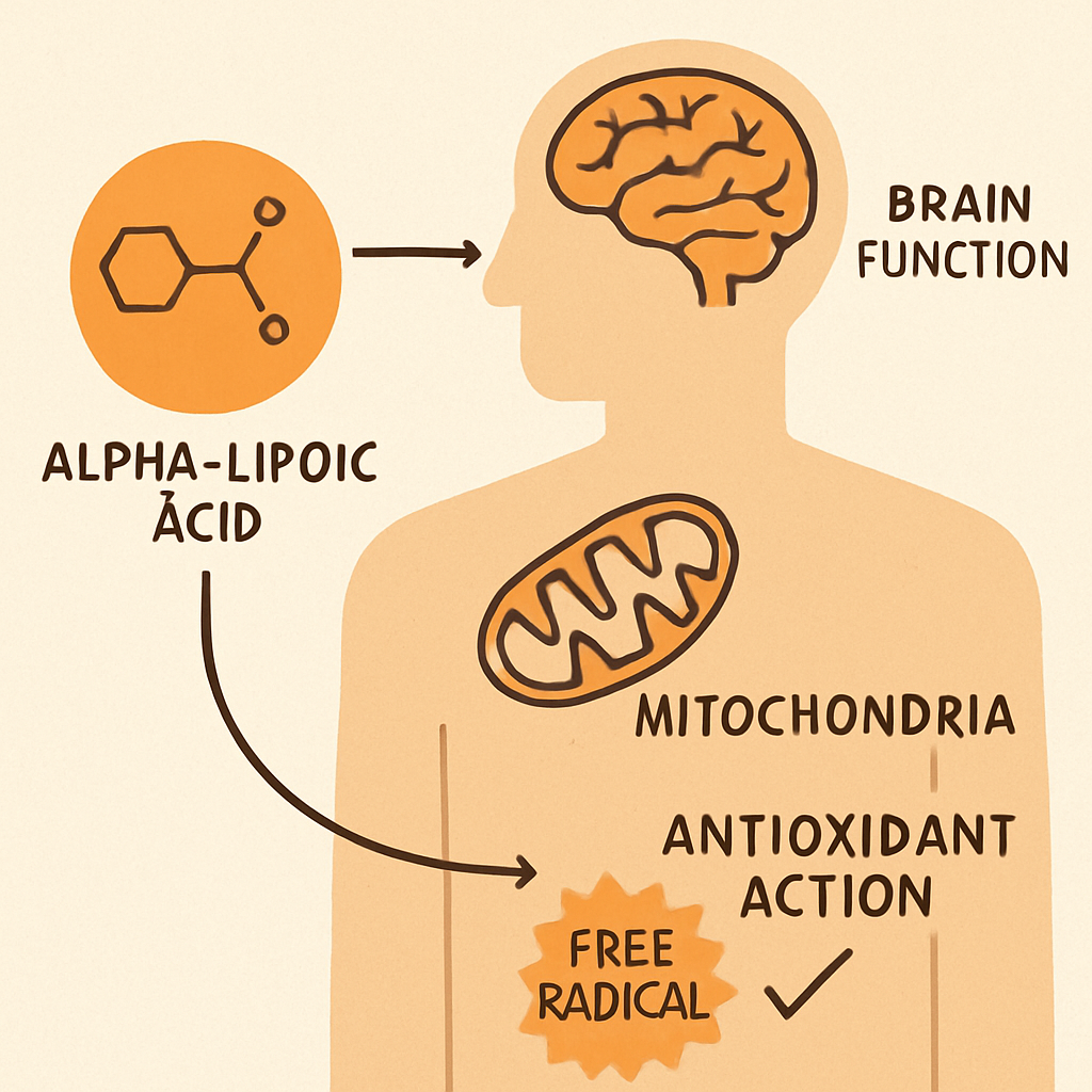 Diagram of how alpha lipoic acid works in the body