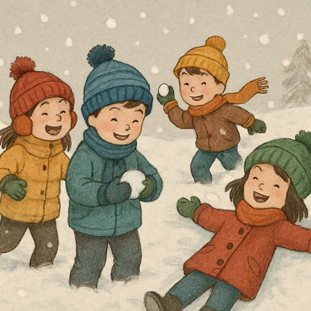 Kids playing in the snow