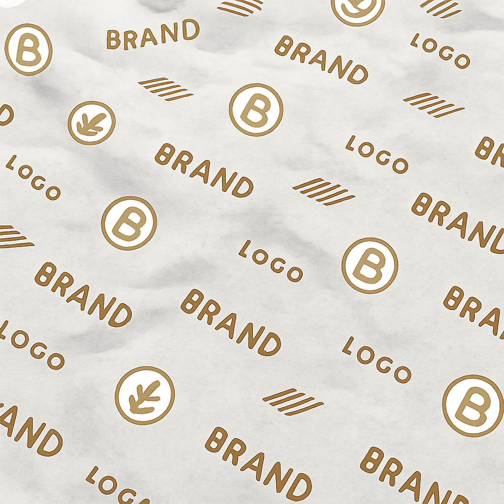 Custom tissue paper with logos and branding elements